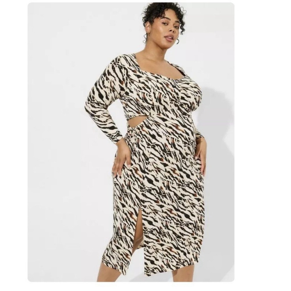 Torrid Zebra Print Cutout Stretch Knit Maxi Dress Size 3X‎